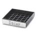 Cal-Mil 632-2 Engraved Drip Tray – Decaf, Square 4" x 4", Black with Silver Trim, Beverage Service 1 image
