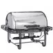 American Metalcraft MESA72H 8‑Quart Rect. Chafing Dish, Roll‑Top 18/10 Hammered Stainless Steel Heat 1 image