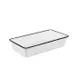 American Metalcraft MRW815 Rectangular Bowl, 4 Qt (144 oz) 15" L x 8" W x 3¼" H, White with Black Rim, Melamine 1 image