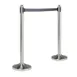 American Metalcraft RSRTGY Portable Stanchion 15" Base x 40" Brushed Steel Post 7ft Gray Nylon Belt 84" - Set 1 image