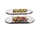 Lakeside 2264 Mirror Tray Oval 16" x 32" Glass with Wood Backing, Edges, 9" Legs, Made in USA 2 image
