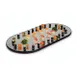 Lakeside 2264 Mirror Tray Oval 16" x 32" Glass with Wood Backing, Edges, 9" Legs, Made in USA 1 image