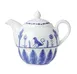 Steelite 82124AND0411B - Tea One Teapot 16 oz China, Sultans Garden Blue 4.9"x4.0"x2.4" Lid - 6/Case 1 image