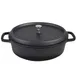 Steelite AP352911 Oval Roasting Pan 8 Qt 18.25"x12"x7" (5") Matte Black SS Knob Cover - 4/Case 1 image