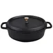 Steelite AP352911G - 8 Qt Roasting Pan, Gold Knob, Black, 17" x 12" x 5" Cover Included - 4/Case 1 image