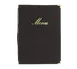 American Metalcraft MCCRLSBL Menu Cover - 10" x 13" Black Leather, Gold Lettering, Spine, Plastic Inserts 1 image