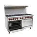 Saba GR-60 60" Commercial Gas Range, 10 Open Cast Iron Burners, Thermostatic Controls, 2 Standard Ovens 2 image