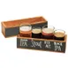 Cal-Mil 3058 Tasting Crate Tray, 10-1/4" W x 3-1/4" D x 2-3/4" H, Black Wood, 4 x 2-1/4" Tasters 1 image
