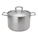 Browne USA 5733912 Stock Pot, 12‑Qt 11" Dia x 7‑3/10" H, Steel, Lid, Riveted, Base Induction, NSF 1 image