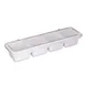 Browne USA 574837 Bar Caddy Tray, 4‑Compartment White Plastic, 18" x 5" x 3", 1.25 pt, Clear Cover 1 image