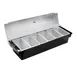 Browne USA 57483802 Condiment Holder, 6-Comp Black Plastic Base, 20" x 5" x 6-1/2", 1-Pint Inserts 1 image