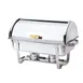 Browne USA 575135 Chafing Dish 9Qt Rect 25½"x15¼"x15" Stainless Steel Mirror Roll Lid Gold Handle 1 image