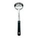 Browne USA 5757241 Portion Spoon – 4 Oz, 10-4/5" Length, Perforated Stainless Steel, Black Handle 1 image