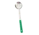 Browne USA 5757441 Control Spoon – 4 Oz, 10-4/5" Perforated Stainless Steel, Green Handle, 392°F 1 image
