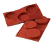 Louis Tellier SF042 Red Silicone Pastry Mold, 1-5 Compart, 7" x 11‑3/4" OA, Non-Toxic Non-Stick Base 1 image