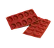 Louis Tellier SF084 Red Oval Mold,0.96"H×1.73"W, 7"×11-3/4" OA, Silicone Non-Stick, 6-15 Compartments 1 image