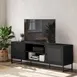 Flash Furniture EV-ET4216-ZZ-BLK-GG Malaki 65-inch Rectangular TV Stand, Black, Rattan Doors 2 image