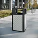 Flash Furniture UB-OTB-67W-BLK-SLV-GG - 31.4‑Gallon Trash Can, 38" H x 22" D, Black/Silver, Door 2 image