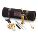 Mercer M37100GD–MixRoll, 1‑2 oz Jggr, 13‑3/16" Spoon,Strainer, 9‑3/8" Tong, Black Y‑Peel, Knife,Gold 1 image