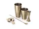 Mercer M37101ANG 5-Piece Set - F/H Shakers, 1-2 oz Jigger, 13" Spoon, Strainer, 18/8 SS, Gold-Plated 1 image