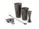 Mercer M37101VBK Full/Half Shakers, 1‑2 oz Jigger, 13‑3/16" Spoon, Strainer, 18/8 Steel, Black 1 image