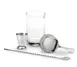Mercer M37132 Barfly 4-Piece Set, 17 oz Glass, 2.5 oz Cup, 11-13/16" Spoon, Strainer, Steel 1 image