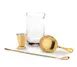 Mercer M37132GD Barfly 4-Piece Set - 17 oz Glass, 2.5 oz Cup, 11-13/16" Spoon, Gold Strainer, 1-8 oz 1 image