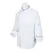 Mercer M62050WRB3X Chef Jacket 3X White Poly/Cotton, Scoop Neck, 12 Buttons, Pocket, Blue Piping 1 image