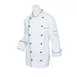 Mercer M62095WBM Women's Chef Coat, White 65/35 Poly/Cotton Twill, 12 Black Buttons, Side Slits 1 image