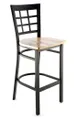 Original Wood Seating M33B SW Armless Bar Stool, Solid Wood Seat, Black Powder Coat, Metal Grid Back, Footrest 1 image