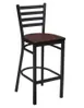 Original Wood Seating M45B SW Armless Ladder Back Bar Stool, Solid Wood Seat, Black Powder Coat Metal Frame 1 image