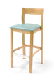 Original Wood Seating W48B GR7 Armless European Beech Wood Bar Stool with Upholstered Seat 1 image