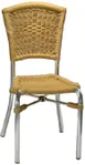 Atlanta Booth & Chair A029 Patio Side Chair, Aluminum Frame, Honey Rattan, Metal Back, Wood Saddle Seat 1 image