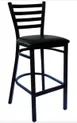 Atlanta Booth & Chair M101BS Ladder Back Barstool, Wood Seat, Black Metal Frame, Footrest, Specify Upholstery 1 image