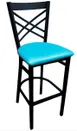Atlanta Booth & Chair M102BS Bar Stool, Double X-Back, Wood Seat, Black Metal Frame, Footrest, Specify Upholstery 1 image