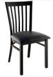 Atlanta Booth & Chair M104 Slat Back Straight Top Metal Chair, Black Textured Frame, Wood Seat, ABC Standard Vinyl 1 image