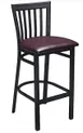 Atlanta Booth & Chair M104BS Slat Back Barstool, Wood Seat, Black Metal Frame, Footrest, Specify Upholstery 1 image