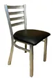 Atlanta Booth & Chair M105 Metal Outdoor Restaurant Chair, Silver Frame, Ladder Back, ABC Vinyl Seat 1 image