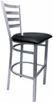 Atlanta Booth & Chair M105BS Metal Outdoor Bar Stool, Silver Frame, ABC Vinyl Ladder Back 1 image