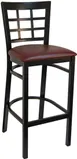 Atlanta Booth & Chair M290BS Semi Gloss Black Metal Outdoor Bar Stool with Window Pane Back 1 image