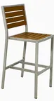 Atlanta Booth & Chair OD311BS-NAT Aluminum Silver Frame Faux Teak Outdoor Barstool 1 image