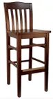 Atlanta Booth & Chair W104BS Wood Bar Stool, Bulldog Back, European Beech Wood Seat & Frame, Footrest, Upholstery to Specify 1 image
