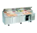 La Rosa Refrigeration 2510-PTB 112" Four-Section Refrigerated Pizza Prep Table With 4 Doors, 15 1/3 Size Pans 1 image