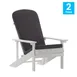 Flash Furniture 2-JJ-C14501-CSNGY-WH-GG Charlestown Adirondack Chair, All-Weather Poly Resin Wood, White with Gray Cushions, Set 1 image