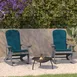Flash Furniture 2-JJ-C14705-CSNTL-GY-GG Savannah Adirondack Rocking Chair, All-Weather Poly Resin Wood, Gray with Teal Cushions, Set 2 image
