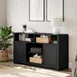 Flash Furniture EV-ET8114-ZZ-BLK-GG Malaki 58-inch Mid-Century Modern Buffet Sideboard, Black/Rattan, 15 Depth 2 image