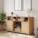 Flash Furniture EV-ET8114-ZZ-NAT-GG Malaki Mid-Century Modern 58-inch Buffet Sideboard, Natural/Rattan, 2 Soft Close Doors, Adjustable Center Shelf 2 image