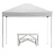 Flash Furniture JJ-GZ10103-WH-GG 10'x10' Pop-up Canopy Tent Set with Folding Bench and Table, White 1 image