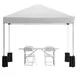 Flash Furniture JJ-GZ10PKG183Z-WH-GG 10'x10' White Pop-up Canopy Tent and 6' Folding Table Set with Wheeled Carry Case 1 image