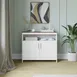 Flash Furniture NAN-F-HY-B23108-WHWAL-GG Mayfield Classic 40 Buffet Cabinet, White with Walnut Finish Top 2 image